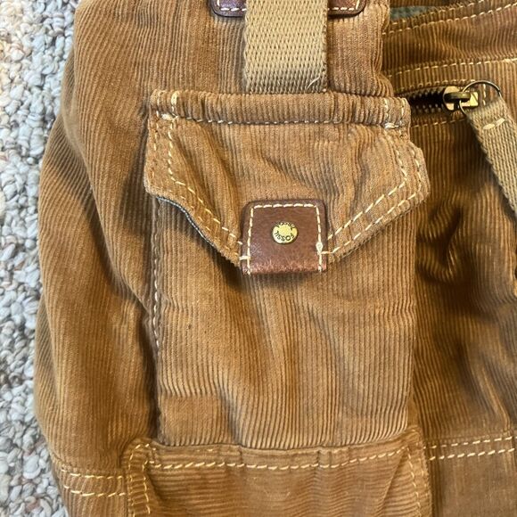 Fossil Brown Corduroy Crossbody Messenger Handbag Adjustable Strap Y2K Purse - Picture 6 of 15